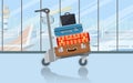 Airport baggage Trolley with suitcases