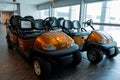 Airport battery powered vehicles for transporting passengers around the airport building. Modern airport service