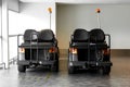 Airport battery powered vehicles for transporting passengers around the airport building. Modern airport service