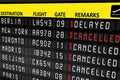 Airport billboard panel with cancelled flights