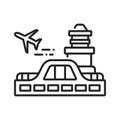 Airport black line icon. Airport with customs and border control facilities. Enabling passengers to travel between countries.