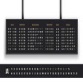 Airport board set, font for international business vacation