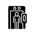 Airport border security black glyph icon