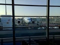 Airport Charles de Gaulle, Paris, France - september 9 2023 : window view in the waiting area before bording, airplane and Royalty Free Stock Photo