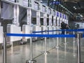 Airport Check in Counter Waiting Lane with Passengers Airline Travel