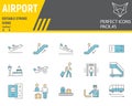 Airport color line icon set Royalty Free Stock Photo