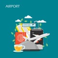 Airport concept vector flat style design illustration Royalty Free Stock Photo