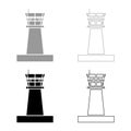 Airport control tower Control tower air traffic icon set black color vector illustration flat style image Royalty Free Stock Photo