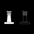 Airport control tower Control tower air traffic icon set white color vector illustration flat style image Royalty Free Stock Photo