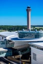 Airport control tower and terminal at IAH Royalty Free Stock Photo