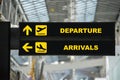 Airport Departure & Arrival information board sign in terminal a Royalty Free Stock Photo