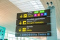 Airport departure and baggage claim signs