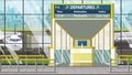 Airport terminal. Departure board above the gate with Reykjavik text. Travel to Iceland cartoon illustration