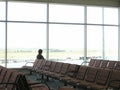 Airport departure lounge chairs Royalty Free Stock Photo