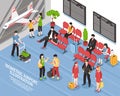 Airport Departure Lounge Isometric Poster