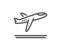 Airport departure plane line icon. Airplane take off sign. Vector