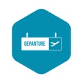 Airport departure sign icon, simple style