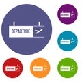 Airport departure sign icons set Royalty Free Stock Photo