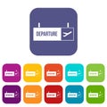 Airport departure sign icons set Royalty Free Stock Photo