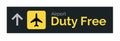 Airport duty free sign icon. Travel label vector duty free symbol.
