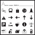 Airport Element Graph Icon Set 4.Mono pack.Graphic logo