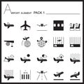 Airport Element Graph Icon Set 1.Mono pack.Graphic logo s