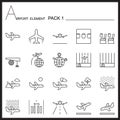 Airport Element Line Icon Set.Pack 1.Mono pack.Graphic lo