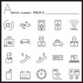 Airport Element Line Icon Set.Pack 3.Mono pack.Graphic lo
