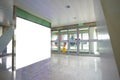 Airport exit door glass wall corridor wall lightboxes Royalty Free Stock Photo