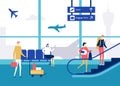 At the airport - flat design style colorful illustration Royalty Free Stock Photo