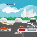 Airport flat details and vector elements Royalty Free Stock Photo