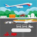 Airport flat details and vector elements Royalty Free Stock Photo