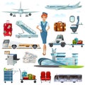 Airport Flight Accessories Flat Icons Set Royalty Free Stock Photo