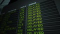 Airport Flight Information Board, Delayed Royalty Free Stock Photo