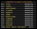 Airport flight information display with christmas charter flight