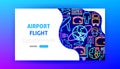 Airport Flight Neon Landing Page Royalty Free Stock Photo