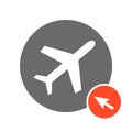 Airport or Flight online - Red Arrow and grey Button