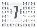 Airport flip board font for flight timetable or stock exchange rates vector illustration. White terminal mechanical