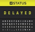 Airport flip board showing flight departure or arrival status Delayed. Vector Royalty Free Stock Photo