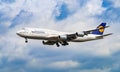 AIRPORT FRANKFURT,GERMANY: JUNE 23, 2017:Boeing 747 LUFTHANSA. L Royalty Free Stock Photo