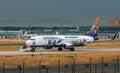 AIRPORT FRANKFURT,GERMANY: JUNE 23, 2017: Boeing 737-800 SunExpress is a Turkish airline. It operates scheduled and chartered pas