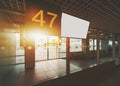 Airport gate with blank LCD screen mock up