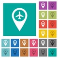 Airport GPS map location square flat multi colored icons Royalty Free Stock Photo