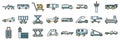 Airport ground support service icons set vector color line Royalty Free Stock Photo