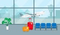 Airport hall or waiting room. Vector illustration. Royalty Free Stock Photo