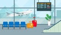 Airport hall or waiting room. Vector illustration. Royalty Free Stock Photo