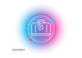 Airport hand baggage reclaim line icon. Airplane luggage sign. Gradient blur button. Vector