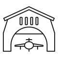 Airport hangar icon, outline style