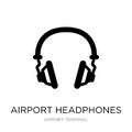 airport headphones icon in trendy design style. airport headphones icon isolated on white background. airport headphones vector Royalty Free Stock Photo