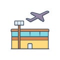 Color illustration icon for Airport, aerodrome and terminal